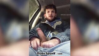 Uber Driver Stops to Handjob me I blow my massive load in his car