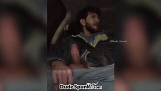 Uber Driver Stops to Handjob me I blow my massive load in his car