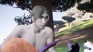Wild life furry mr fox spews cum in tight twink hole