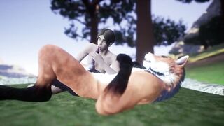 Wild life furry mr fox spews cum in tight twink hole