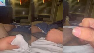 Undies drenched in gay cum while jerking off POV