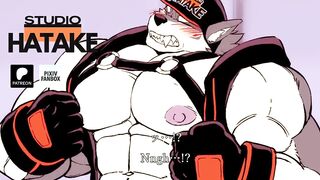 Furry muscle growth overload choked and destroyed in gay animated porn