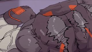 Furry muscle growth overload choked and destroyed in gay animated porn
