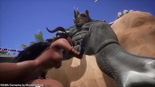 Teased by two monster dicks demoness gets destroyed in anal creampie gangbang