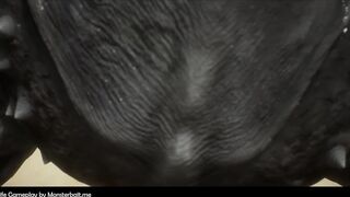 Teased by two monster dicks demoness gets destroyed in anal creampie gangbang