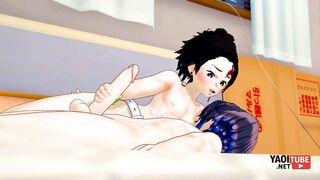 Demon Slayer Hentai Tanjiro hands ruin Inosuke raw teen twink
