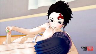 Demon Slayer Hentai Tanjiro hands ruin Inosuke raw teen twink