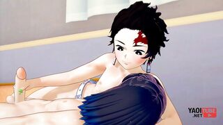 Demon Slayer Hentai Tanjiro hands ruin Inosuke raw teen twink