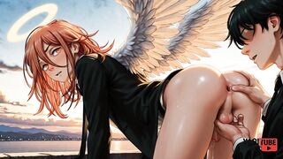 Chainsaw Man Yaoi Twink Gets Angel Devil Creampied Raw