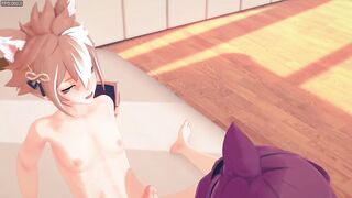 Gorou fucks Heizou raw twink cock in horny Genshin yaoi