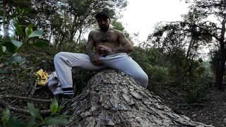 Latino guy wrecked his big dick in the forest then ruined his bedroom with thick ropes of cum