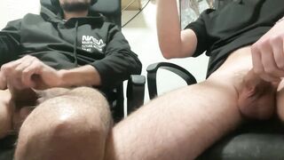 Jerkin with my twink friend until he explodes thick cum