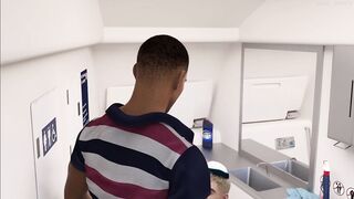 Oliver gets destroyed by a big black cock in airplane bathroom