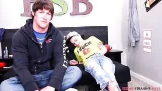 Straight jock gets taught how to suck big cock raw and hard