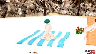 My Hero Academia Yaoi Deku destroyed by Bakugo while Todoroki fingers himself