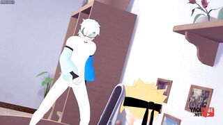 Boruto destroyed by Inojing while Mitsuki watches cumming hard