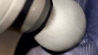 Chubby Bear Pisses in Underwear Then Cums with Massage Gun Mess