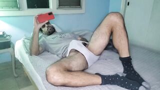 Tonight I dressed up in gay socks and got my tight boxers wrecked by a hairy latino daddy's big cock