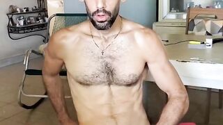 Summer morning latin hunk strokes fat cock raw solo gay muscle flex