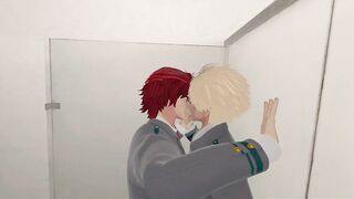 Kirisima and Bakugo raw anal plug in VRChat men's bathroom blowjob
