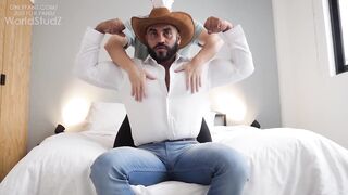 Mexican bull Fernando milked and edged by married daddy big butt muscle worship