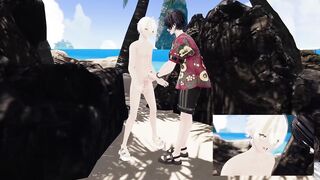 Japanese boy fucked raw on the beach HD VRChat hentai