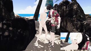 Japanese boy fucked raw on the beach HD VRChat hentai