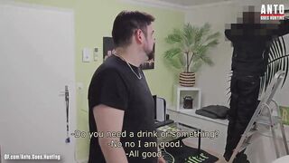 Straight Swiss AC repairman gets his first gay blowjob with cum everywhere