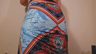 Long skirt girl with juicy bubble butt gets stuffed then cummed through