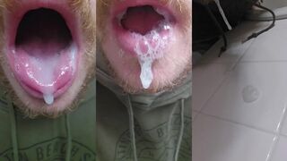 Big cum load dumped deep in mouth gagging solo gay guy