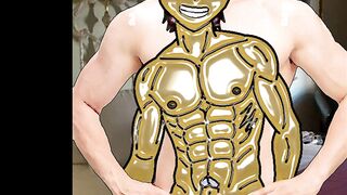 A twink gets destroyed by two muscle boys in a hotel cumshot