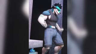 Geordie muscle expands cock growth animation cum leak