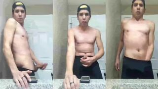 Gay jerking in tighty whities with big load of cum