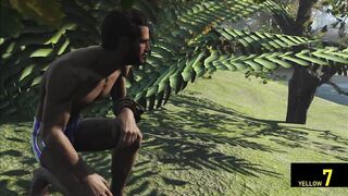 Twink sunbathing on his back gets brutalised by a jogger's thick cock