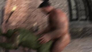 Dragan & Amok rough medieval bear daddy takes two big cocks