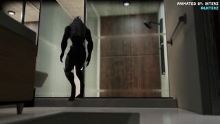 Male Turian Shower Grows His Monster Muscle Dick to Gay Alien Expansion