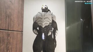 Male Turian Shower Grows His Monster Muscle Dick to Gay Alien Expansion