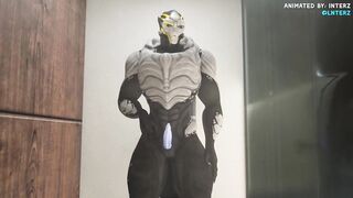 Male Turian Shower Grows His Monster Muscle Dick to Gay Alien Expansion