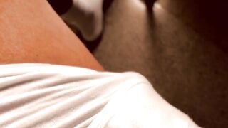 Hand free shot big cock white socks gay cum drip