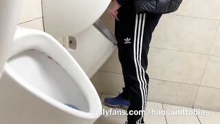 Straight Dude ruined in public toilet by gay cruising Adidas tracksuit hottie