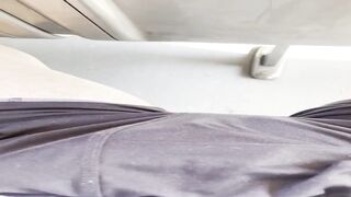Train passenger gets throat fucked till ropes cum in his tight boxers