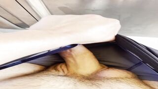 Train passenger gets throat fucked till ropes cum in his tight boxers