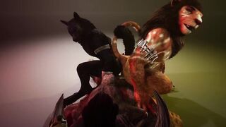 Hard Threesome with Big Minotaur Bear Deepboyo deep in ass creampie