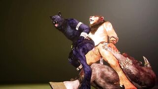 Hard Threesome with Big Minotaur Bear Deepboyo deep in ass creampie