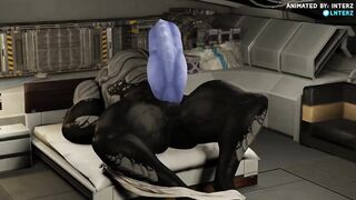Male Turian's massive cock explodes hyper growth in stiff animation