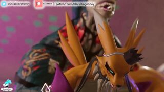 Big Dragon Flamedramon BBC and Renamon muscle gay burning raw fetish