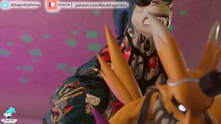Big Dragon Flamedramon BBC and Renamon muscle gay burning raw fetish