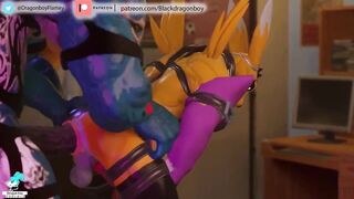 Big Dragon Flamedramon BBC and Renamon muscle gay burning raw fetish