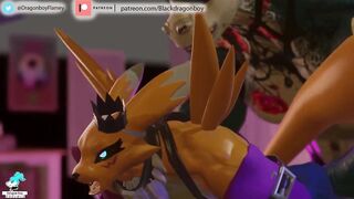 Big Dragon Flamedramon BBC and Renamon muscle gay burning raw fetish