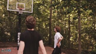 Strip BBall Naked Shapey Gags on CJ's Fat Cock